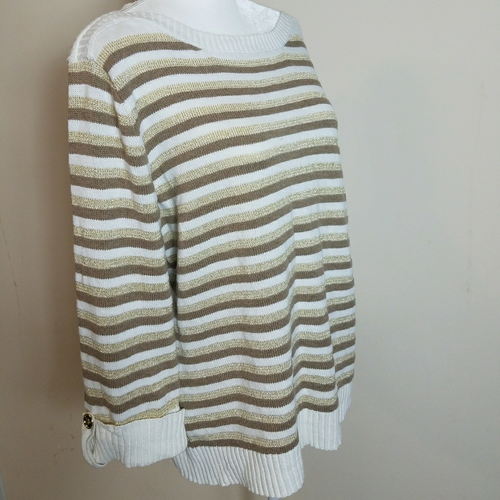Karen Scott Pullover sweather Striped gold being L